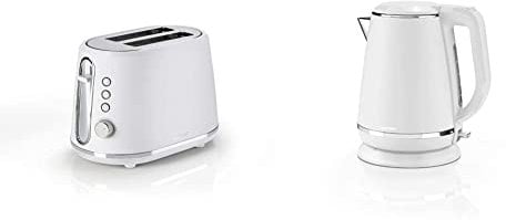 Cuisinart 2 Slice Toaster, 7 Toast Levels, White, 1000W, CPT780WU & Jug Kettle, 3KW, Pebble, Stainless Steel, Matte Finish, 1.5L Capacity, CJK780WU