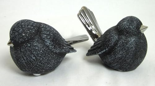 1 Keramik Deko Vogel anthrazit-Silber Sortiert ca. 15cm