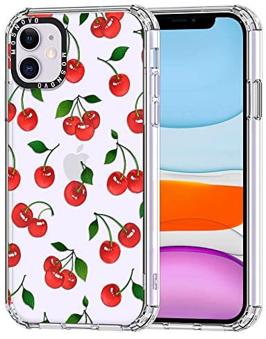 MOSNOVO für iPhone 11 Hülle – Durchsichtige, schlanke, stoßfeste TPU+PC-Handyhülle, [6,6 Fuß Fallschutz/Anti-Abziehen] - Süße Kirsche