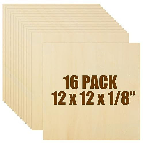 16 Stück Lindenholzplatten, 0.3x30.5x30.5 cm, Sperrholzplatte zum Basteln, unlackierte quadratische Holzplatten, dünnes 3 mm Lindenholz für architektonische Modellbau, Zeichnen, Laserscrollen