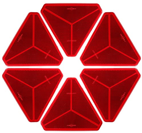 SPARKMOTO Dreieck Rückstrahler, 6 Stück reflektoren anhänger pkw selbstklebend,Nach ECE R3 Class IIIA Anhänger Reflektor Dreiecke,Reflektor für Anhänger rot,Reflektoren rückstrahler anhänger(6 Stück)
