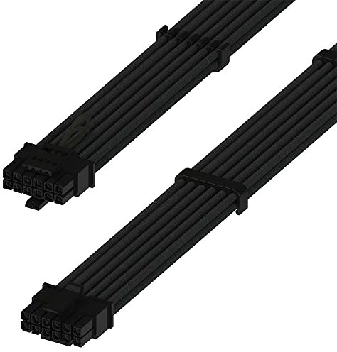 LINKUP - AVA 600W PCIE 5.0 12VHPWR (16 pines/12+4) 16AWG Cable de Fuente de alimentación de Alta Corriente con Funda - 70cm - (Negro) Compatible con Todas Las GPU RTX5000 y RTX4000 y RTX3000 FE