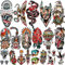 77 Blätter Klassische Temporäre Tattoos Old School Tattoos Aufkleber, Sailor Jerry Stil Vintage Design Fake Tattoo, Traditionelle Rose Arm Temporäre Tattoos für Frauen Männer Erwachsene Kinder