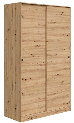 Mobelcenter, Armario 2 Puertas Correderas, Armario Matrimonio o Juvenil con 4 estantes y Barra de Colgar, Acabado Color Roble Nodi, Medidas: Ancho: 120 cm x Fondo: 50 cm x Alto: 200 cm (1385)