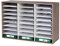 GUUSII HOME Schreibtisch Organizer Schwarz Groß Briefablage A4 Stapelbar Quer Papierablage Aufbewahrung Ablagesystem Organisation Büro Ablage Dokumentenablage 27 Fächern Größe 80x55.1x30.5cm (Walnuss)