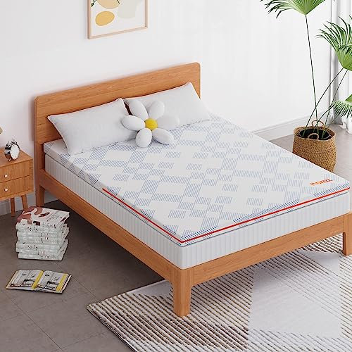 Maxzzz Topper viscoelastico 135 x 190 x 7,5 cm allevia le tensioni muscolari con particella di gel, Topper sovrappeso lavabile, Topper per per materasso traspirante, traspirante e supporto e fermezza