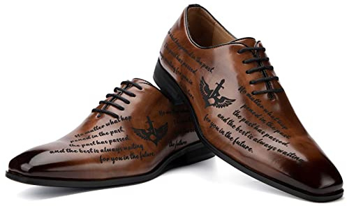 JITAI Scarpe Oxford Uomo Comfort Leggero Scarpe Eleganti Uomo Scarpe Estive Stringate, marrone-04, 41 EU (8 UK)