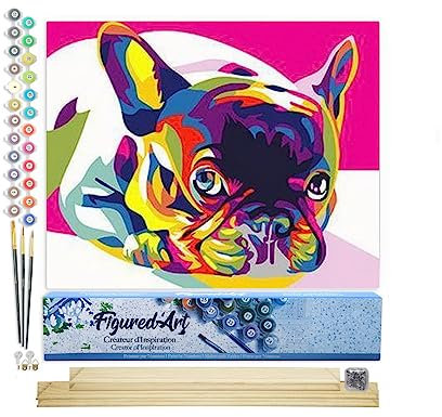 Figured'Art Peinture par Numéro Adulte Carlin Pop Art - Activité Manuelle Kit de Loisir Créatif DIY Numéro d'Art Complet - 40x50cm avec châssis en bois à monter