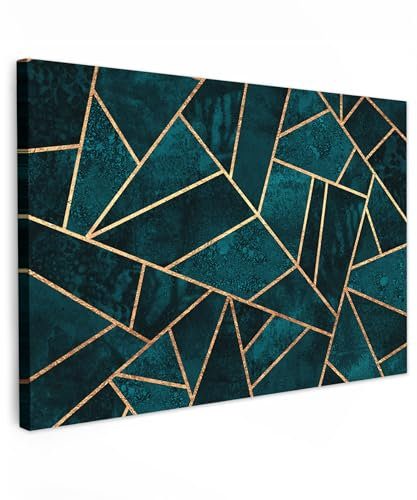 MuchoWow© Leinwand Bilder Groß 120x80 cm XXL Wanddeko Wohnzimmer Aesthetic Room Decor Goldene Deko Zimmer Wandbilder Modern Fotogeschenke Steine - Bild Gold - Luxe - Muster - Abstrakt