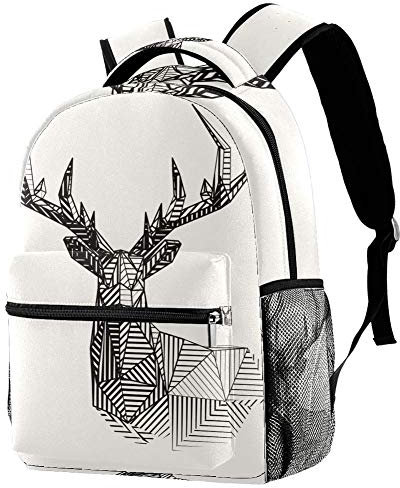 IUBBKI Lässiger Rucksack Handgezeichneter Elch Abstrakter Schulrucksack mit Taschen Leichter Wasserdichter Duffle Rucksack Personalisierter Rucksack für Kinder, Siehe Abbildung, One size
