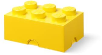 LEGO Storage Brick 6 Knobs Yellow, Stackable Storage Box, 8.47 l – LEGO Product, Plastic Storage Box with Lid, Desk Storage, Room Storage, Toy Box