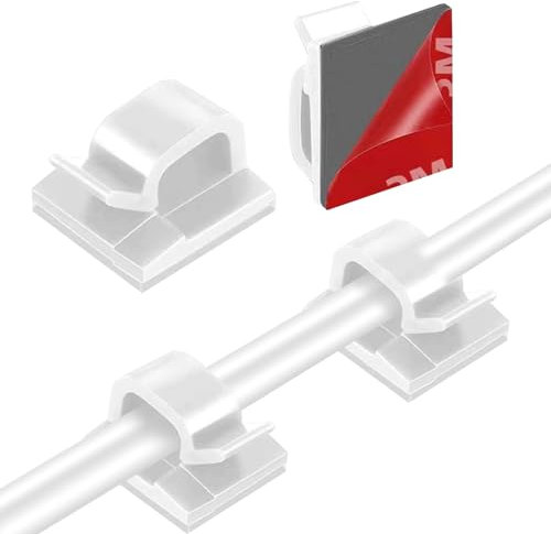 Clips adhesivos Ethernet para cable – 100 clips de cable Ethernet de 8 mm para cable Cat5 Cat6 Cat7 Cat8 RJ45 y cable Ethernet plano de línea telefónica (blanco)