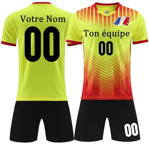 Maillot de Foot Personnalisé Ensemble T-Shirt et Short Nom, Numéro et Logo Inclus Pour Enfant et Homme