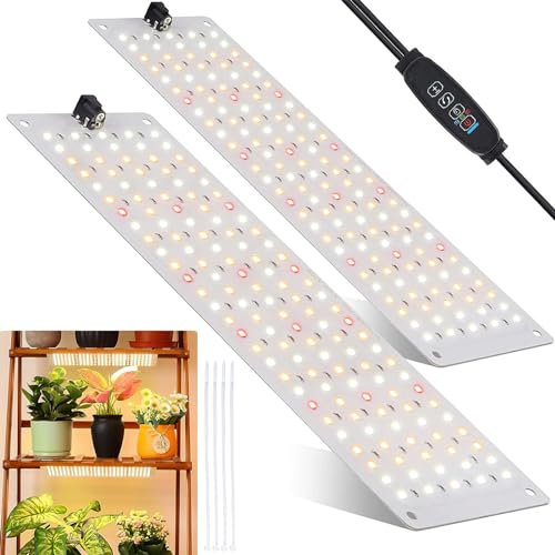 2 pezzi Lampada per Piante, 270 LEDs Full Spectrum lampade LED Coltivazione, Lampada di Crescita con Timer Auto, 10 einstellbare Helligkeitsstufen, 3 Lichtmodi
