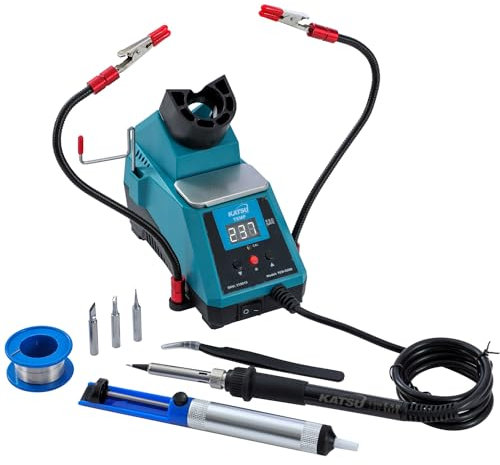 KATSU Digital Soldering Station 60W with LED Display Temperature Control and 2 x Detachable Helping Hands, for Electronics Electrical Jewelry Repairing 312015