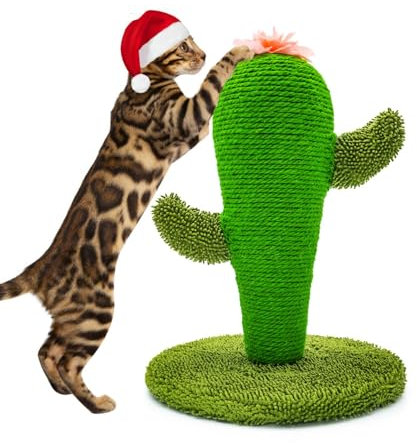 LIFLIX Kratzsäule für Katzen, 42cm Kaktus Kratzbaum Klein, Natursisal Kratzstamm für Katzen Indoor
