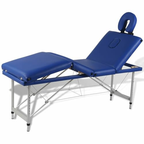 Chaduof Massagetisch mit Aluminiumrahmen, faltbar 4 Zonen Blau, Massageliege, Massage Bett, Massage Table, Behandlungsliege, Massage Liegestisch, Therapieliege