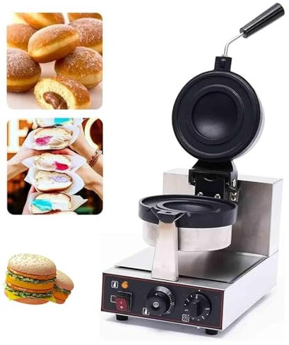 PJDDP Commercial Burger Waffle Maker,1300W Electric Hamburger Panini Press Baking Machine,Nonstick Hamburger Press Patty Maker for Bakeries,Restaurants,Hotel,Home, Time & Temp Control