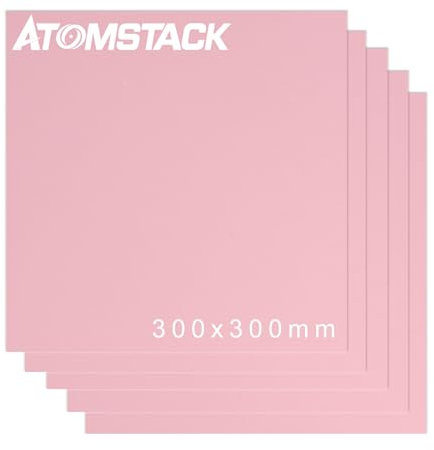 ATOMSTACK 6 Stück Rosa beidseitig gefärbte Holzplatten Lasergraviert, lasergeschnittene Holzplatten MDF Sperrholz, Stärke 3 mm, 300 * 300 mm, für Gravur, Schnitztechnik, Malerei und Dekoration