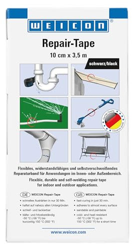 WEICON Repair-Tape 3,5 m x 5 cm, Reparaturband für Notfallreparaturen an Rohrleitungen innen und außen, schwarz