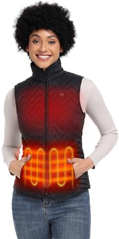 ORORO Women's Quilted Heated Gilet with Power Bank, Lightweight Heated Chevron Quilted Vest - Charger Not Included (Black,XL)