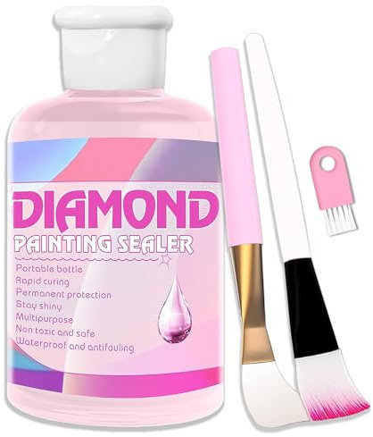 Diamond Painting Sealer,120 ml Diamond Art Sealer,DIY Diamond Painting Glue With Brushes-Permanent Hold Sealer,Fast Drying & Strong Bond For Diamond Art Accessories Kit & Puzzle Glue Tool