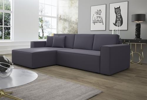 Fun Möbel Ecksofa Schlafsofa Sofa Conor Premium (Kunstleder Soft Grau, Ottomane Links)