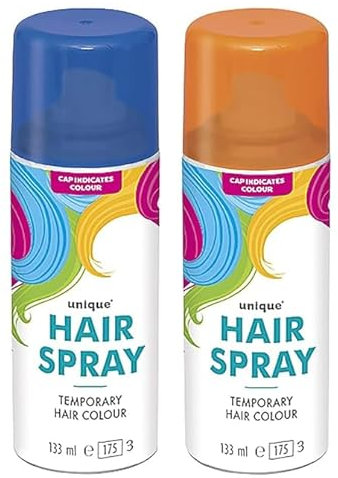 133ml washable temporary hair colour spray kids adults Halloween Glitter Temporary dye (Blue and Orange Hair Spray, 133ml)