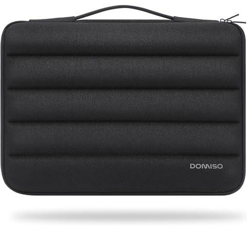 DOMISO Funda para portátil de 14 Pulgadas,Impermeable Bolsa de Transporte para Ordenador Rayas transversales para 14 Thinkpad Ideapad HP DELL Chromebook Surface Laptop,Negro