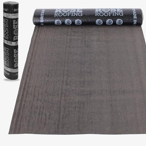Premium Torch-On Heavy Duty Roofing Felt, Sanded Capsheet Underlay- SBS Modified Bitumen Membrane - 26.25 ft (8m) Roll, 3.28 ft (1m) Wide, 8lbs/ft² (3,62kg /m²) Weight, Black
