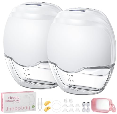 Jheppbay Sacaleches Electrico Manos Libres - Todo en Uno Extractor de Leche Materna Portatil con 3 Modos y 12 Niveles, Sin BPA, Doble Sello, con Brida 17/19/21/24mm (2 Pieza)