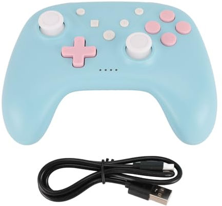 ciciglow Controller Wireless per PC, per Android, per IOS, per OS X, Gamepad Giroscopico a 6 Assi Supporta Turbo Burst e Funzione di Riattivazione con un Tasto (BLUE)