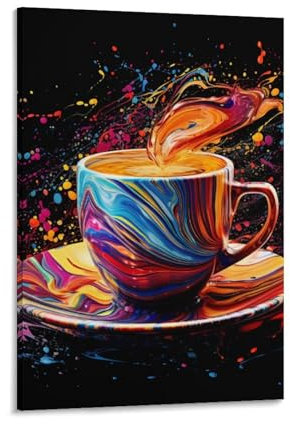 Tasse à thé Tableau DécoSourisif Imprimé Sur Toile Street Art Graffiti Toile Peinture Mur Art Affiches Et Impressions InspiSourision Oeuvre Photo Pour Salon Décor Cadeau De Noël 16x24inch(40x60cm)