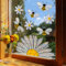 WandSticker4U®- [8 Stück] Fensterbilder Kinder BIENEN & GÄNSEBLÜMCHEN Suncatcher Sticker (63x39 cm) I Fenstersticker Blumen Kinder I Prisma Fensteraufkleber Fensterdeko Kinderzimmer Frühling Sommer