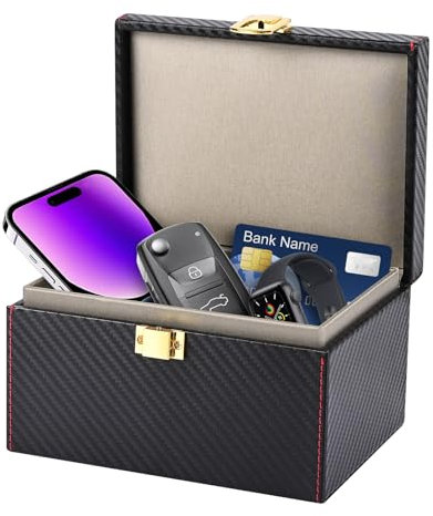 Gaethra Bilnyckel faraday box, nyckelfri go skydd bilnyckelslåda, RFID-blockerare nyckelbox för säkert skydd, kreditkort och bilnyckel, 16 x 12 x 9,5 cm (stor)