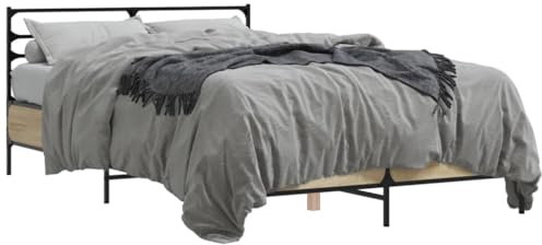 Xichuzi Bettgestell Sonoma-Eiche 140x200 cm Holzwerkstoff und Metall, Bett, Jugendbett, Schlafzimmer Bett, Bed Frame - 3280043