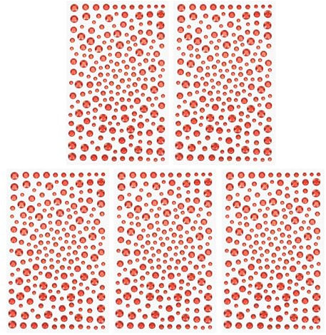 PATIKIL 1045 Pcs Acrylic Gem Sticker, 4 Size 3/4/5/6mm Self Adhesive Rhinestones Face Gem Stones Bling Jewelry for Nail Art Craft Clothes DIY Makeup Decoration Party, Red