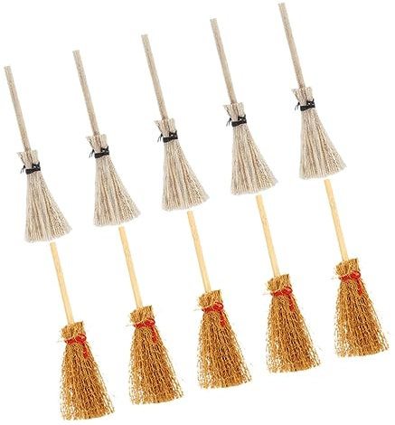 Toyvian 10pcs Mini Broom for Dollhouse Decor Realistic Miniature Brooms Props for Fairy Houses and Party Decorations and Colors Included