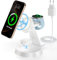 CKFN Induktive Ladestation Mag-Safe, Qi Wireless Charger 3 in 1 Kabelloses Handy Ladestation mit Ladegerät Set für i Phone 16/15/14/13/12, i Watch 10/9/8/Ultra/7/6/SE, Air Pods 4/3/2/1/pro, Weiß