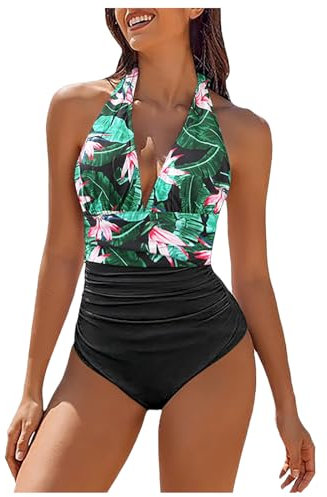 Maillot De Bain Push Up Rembourré Tankini 1 Pièce Ventre Plat Femme Bronzant Grande Taille 52 54 56 Maillots Une Tankinis Maillot'de Shorty Enceinte Robe Gainant Ronde Transbronzant Vêtement Retro