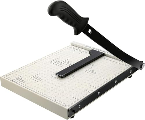 COOCHEER Papierschneidemaschine, A4, 10 Blatt, robuster Papierschneider mit Klingenverriegelung, Sicherheits-Metallsockel für Büro, Zuhause, Schule, Schneiden, Basteln, Fotos, Weiß