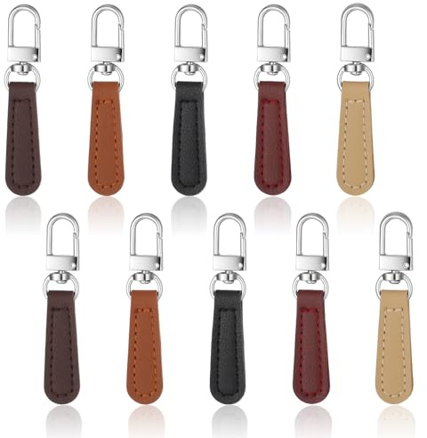 ElevateTech 10 Stück Reißverschluss Zipper Ersatz Reisverschluss Aus Leder Dekorative Zierlaschen Mit Haken Reißverschluss Zipper Ersatz Reisverschluss Reparatur Anhänger Für Gepäck Rucksäcke Koffer