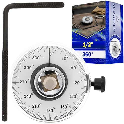 Drehwinkelmesser 1/2 zoll zum Anziehen Schrauben mit Bereich von 360° | Drehmomentmesser aus Chrom-Vanadium Legiertem Stahl - Garantie 10 Jahre - MONTERAL