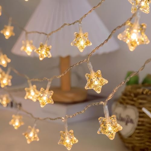 HHMTAKA Star Fairy Lights 5M 30LED Battery Powered String Lights Two Mode Decoration Lightning for Christmas Wedding Birthday Valentine Party Bedroom Indoor&Outdoor (Shining Star)