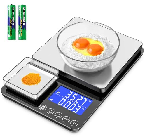 KKZ 0.001oz/33lb Kitchen Scale, Dual Platform Food Scale Grams and Ounces
