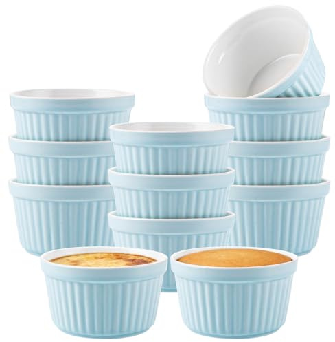 MALACASA 12 Stück Souffle Förmchen 200 ml Creme Brulee Schälchen, Ragout Fin Schalen, Würzfleisch Schalen, Ofenfest für Desserts