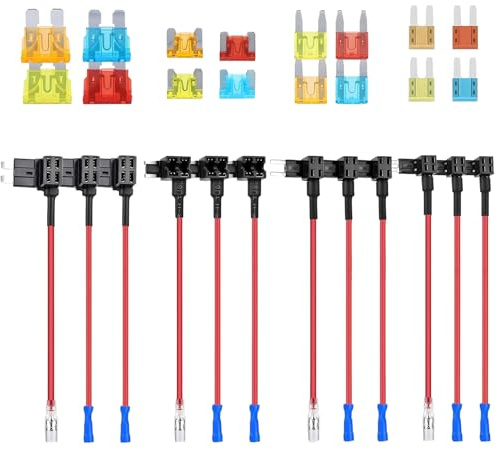 Forbabe Stromdieb Kfz 12 Stück, 4 Typen Stromdieb Sicherung | Kfz Standard Mini Micro Micro2, Sicherung Set mit Autosicherungen 5A 10A 15A 20A für Auto Lkw Boot Motorrad