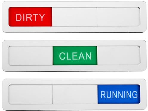 Dishwasher Magnet Clean Dirty Running Sign, 3 Status Magnetic Clean/Dirty/Running Indicator Works on All Dishwashers (Silver)