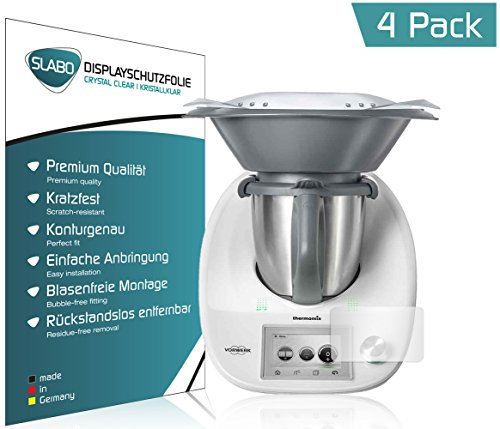 Slabo 4 x Displayschutzfolie für Vorwerk Thermomix TM5 Displayfolie Schutzfolie Folie Zubehör Crystal Clear KLAR - unsichtbar Made IN Germany