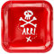 6 Platos de cartón Fiesta de Piratas Rojo 20 cm